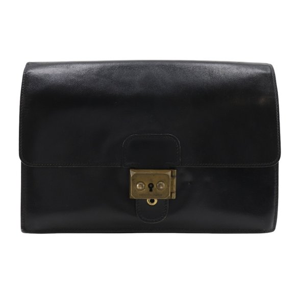 Hermes Hermès Pochette Jet Clutch Bag/Second Bag, Box Calf Leather, 1992, Bla... - Picture 1 of 16
